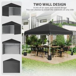 Rackhams 3 x 3 (M) Pop Up Gazebo Event Shelter, Height Adjustable Party Tent with 3 Sidewalls, Weight Bags and Wheeled Bag - thumbnail 4