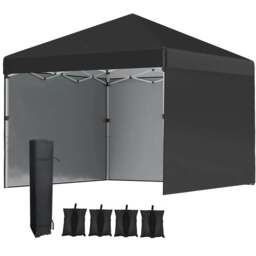 Rackhams 3 x 3 (M) Pop Up Gazebo Event Shelter, Height Adjustable Party Tent with 3 Sidewalls, Weight Bags and Wheeled Bag - thumbnail 1