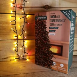 Rackhams 1000 LED 25m Premier TreeBrights Indoor Outdoor Christmas Multi Function Mains Operated String Lights with Timer in Red & Gold - thumbnail 6