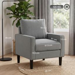 Rackhams Removable Pillow Linen Accent Chair, Dark Grey - thumbnail 3