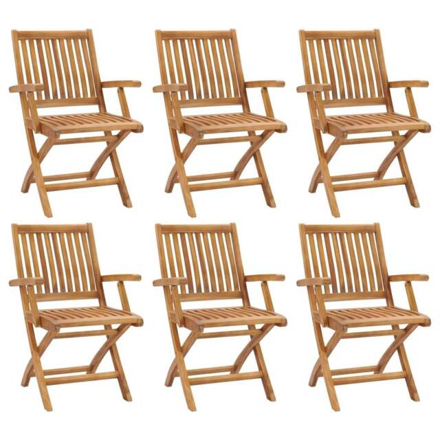 Rackhams Folding Garden Chairs 6 pcs Solid Teak Wood