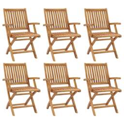 Rackhams Folding Garden Chairs 6 pcs Solid Teak Wood