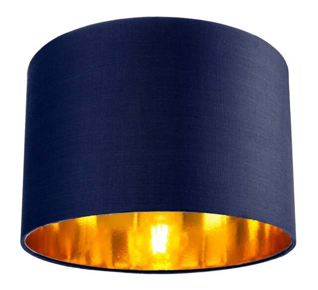 "Rackhams Contemporary Blue Cotton 12"" Table/Pendant Lamp Shade with Shiny Copper Inner" - image 1
