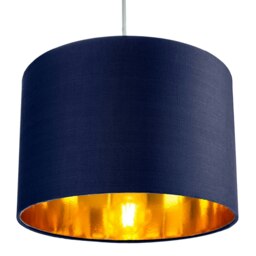 "Rackhams Contemporary Blue Cotton 12"" Table/Pendant Lamp Shade with Shiny Copper Inner" - thumbnail 4