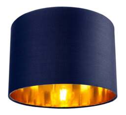 "Rackhams Contemporary Blue Cotton 12"" Table/Pendant Lamp Shade with Shiny Copper Inner"