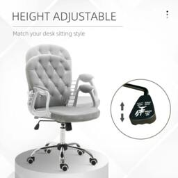 Rackhams Office Chair, Swivel Desk Chair, Velvet Vanity Chair with Adjustable Height and Rolling Wheels for Home Work Study, Grey - thumbnail 4