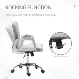 Rackhams Office Chair, Swivel Desk Chair, Velvet Vanity Chair with Adjustable Height and Rolling Wheels for Home Work Study, Grey - thumbnail 5