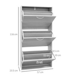 Rackhams 12-Shoe Flip Drawer Storage Cabinet - Grey Wood-Effect - thumbnail 3