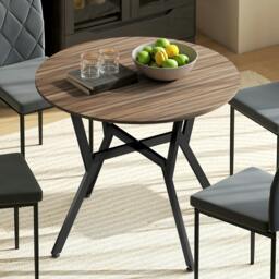 Rackhams Small Kitchen Table with Black Steel Legs Dining Desk for Living Room