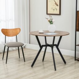 Rackhams Small Kitchen Table with Black Steel Legs Dining Desk for Living Room - thumbnail 2