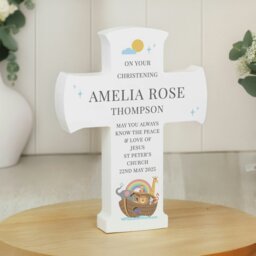 Rackhams Personalised Noahs Ark Cross Wooden Ornament