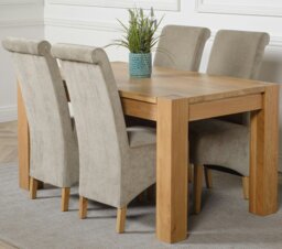 Rackhams Kuba Medium Oak Dining Table with Montana Fabric Chairs - 6 chairs - Black - thumbnail 5