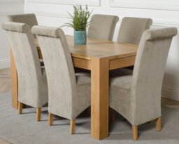 Rackhams Kuba Medium Oak Dining Table with Montana Fabric Chairs - 6 chairs - Black - thumbnail 6