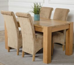 Rackhams Kuba Medium Oak Dining Table with Montana Fabric Chairs - 6 chairs - Black - thumbnail 2