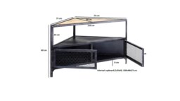 Rackhams Durin Vintage Up cycled Industrial Wood Corner TV Unit - 110 cm - 60 cm - Metal - thumbnail 3