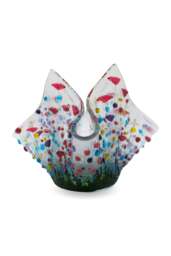 Rackhams Handmade Fused Glass Small Tealight Holder – Wildflower Design - thumbnail 2