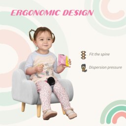Rackhams Cloud-Shaped Toddler Armchair, Kids Chair, 1.5-3 Years - Grey - thumbnail 5