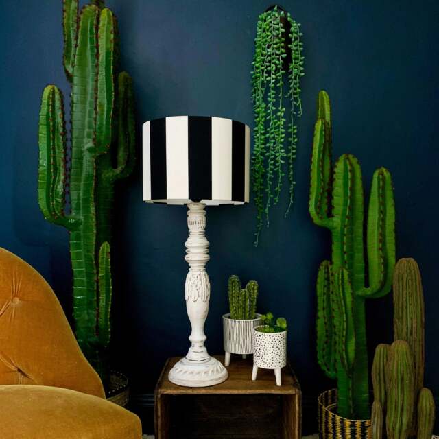 Rackhams Beetlejuice Monochrome Striped Lampshade - 40cm Diameter x 23cm Height / (16″ x 9″) - image 1