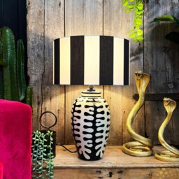 Rackhams Beetlejuice Monochrome Striped Lampshade - 40cm Diameter x 23cm Height / (16″ x 9″) - thumbnail 4