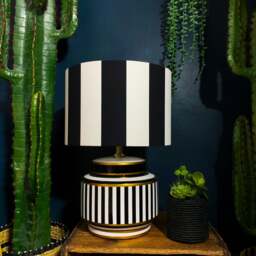 Rackhams Beetlejuice Monochrome Striped Lampshade - 40cm Diameter x 23cm Height / (16″ x 9″) - thumbnail 2