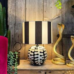 Rackhams Beetlejuice Monochrome Striped Lampshade - 40cm Diameter x 23cm Height / (16″ x 9″) - thumbnail 3