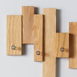 Rackhams Solid Oak Blocks Coat Rack - Acrylic Pegs - Double Oak Blocks Coat Rack - thumbnail 2
