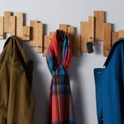 Rackhams Solid Oak Blocks Coat Rack - Acrylic Pegs - Double Oak Blocks Coat Rack - thumbnail 6