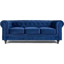 Rackhams Belmont Chesterfield 3+2 Velvet Sofa - Blue - thumbnail 2