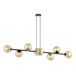 Rackhams ROSSI Pendant lamp  8 x E14 Black with Amber Shade