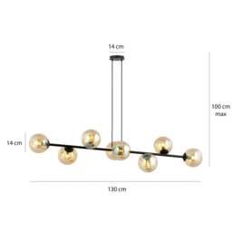 Rackhams ROSSI Pendant lamp  8 x E14 Black with Amber Shade - thumbnail 4