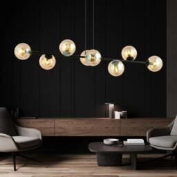 Rackhams ROSSI Pendant lamp  8 x E14 Black with Amber Shade - thumbnail 3