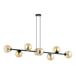 Rackhams ROSSI Pendant lamp  8 x E14 Black with Amber Shade - thumbnail 2