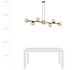 Rackhams ROSSI Pendant lamp  8 x E14 Black with Amber Shade - thumbnail 5