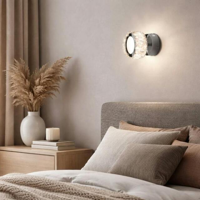 Rackhams Dilan Polished Chrome & Crystal LED Wall Light - image 1