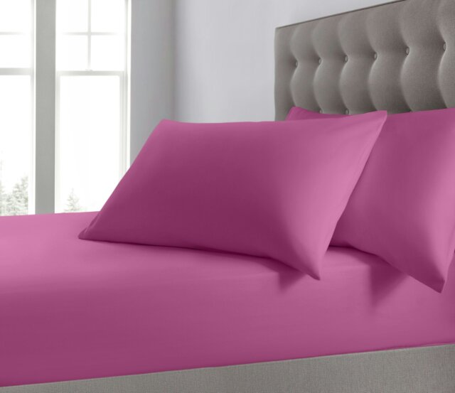 Rackhams Plain Dyed Cotton Blend Fitted Sheet - Cerise - Super King - image 1