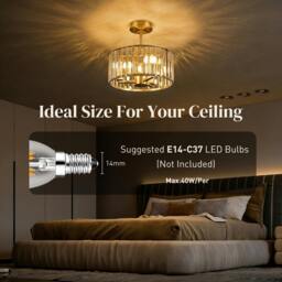 Rackhams Semi Flush Mount Modern Crystal Chandelier Ceiling Light - Silver - thumbnail 6