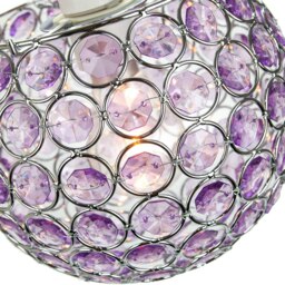 Rackhams Modern Round Globe Easy Fit Pendant Shade with Small Purple Acrylic Bead Jewels - thumbnail 3