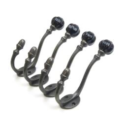 Rackhams Ceramic Tipped Shabby Chic Cast Iron Coat Hook 150mm - Pack of 4 Hooks - Pink - thumbnail 4