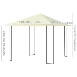Rackhams Garden Gazebo Awning Tent Marquee Water Resistant Steel Cream 3mx3m - Cream White - PE Canopy, Steel Frame - 297 x 297 x 260 cm - thumbnail 5