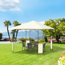 Rackhams Garden Gazebo Awning Tent Marquee Water Resistant Steel Cream 3mx3m - Cream White - PE Canopy, Steel Frame - 297 x 297 x 260 cm