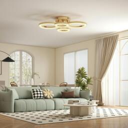 Rackhams Modern 4-Ring Flush Mount Ceiling Light, LED Ceiling Light, Gold - 1 - Metal, plastic - Gold tone - thumbnail 1