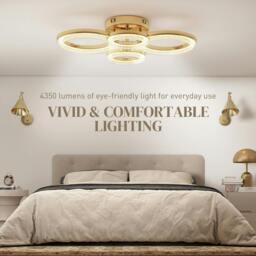 Rackhams Modern 4-Ring Flush Mount Ceiling Light, LED Ceiling Light, Gold - 1 - Metal, plastic - Gold tone - thumbnail 4