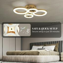 Rackhams Modern 4-Ring Flush Mount Ceiling Light, LED Ceiling Light, Gold - 1 - Metal, plastic - Gold tone - thumbnail 6