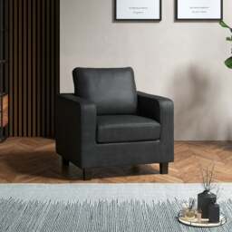 Rackhams York Black Faux Leather Single Armchair - thumbnail 1
