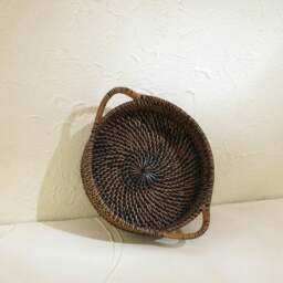 Rackhams Small Rattan Round Basket with Handles - 4 colours - Honey Brown - thumbnail 4