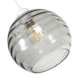 Rackhams Modern Designer Smoked Circular Ribbed Glass Non Electric Pendant Lamp Shade - thumbnail 4