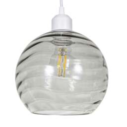 Rackhams Modern Designer Smoked Circular Ribbed Glass Non Electric Pendant Lamp Shade