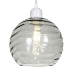Rackhams Modern Designer Smoked Circular Ribbed Glass Non Electric Pendant Lamp Shade - thumbnail 2