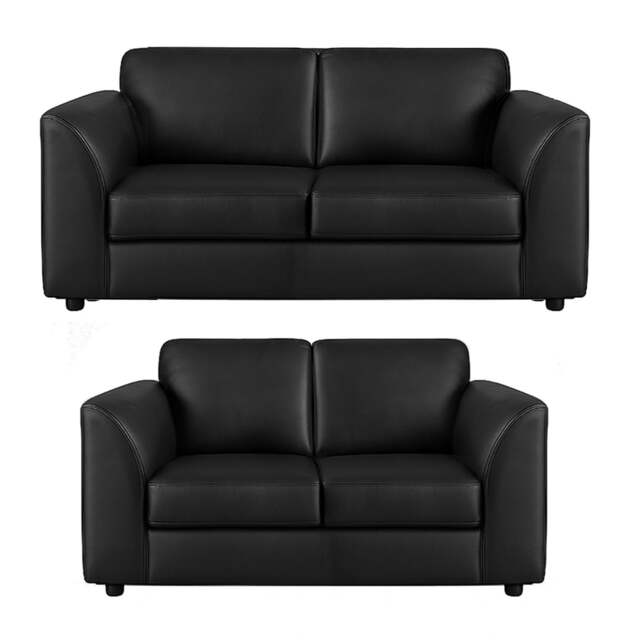 Rackhams Dalmore Leather Sofa Suite - Black - image 1