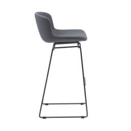 Rackhams MMT Bar Stools Set of 2, Grey PU Leather, Sleigh Legs & Retro Style for Breakfast Bar - Grey - Metal Steel frame - 50.5cm(d)99.5cm(h)47.5cm(w) - thumbnail 3